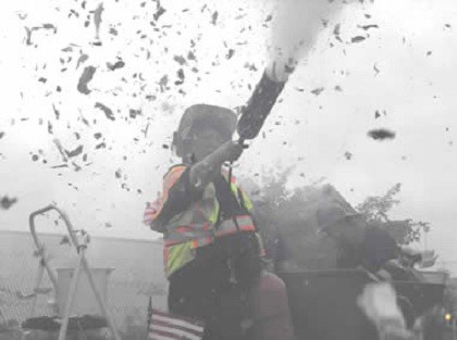 Spraying Fire Extinguisher